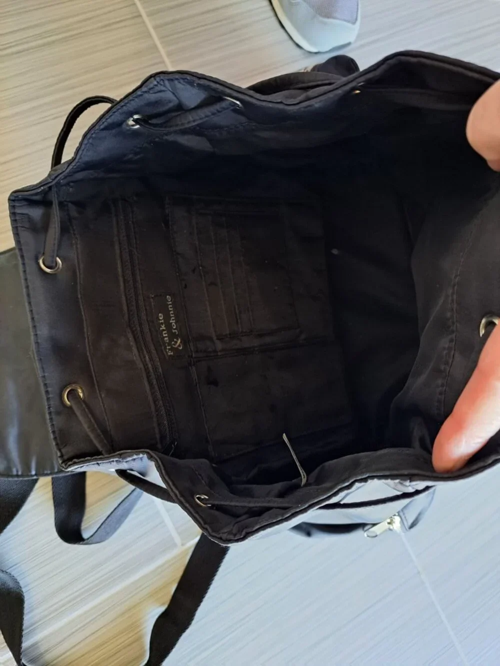 Frankie & Johnnie Backpack Black Nylon Purse Travel - Picture 7 of 9